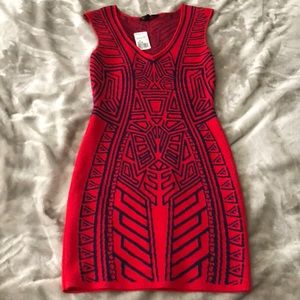 Forever21 bodycon mini dress blue/red